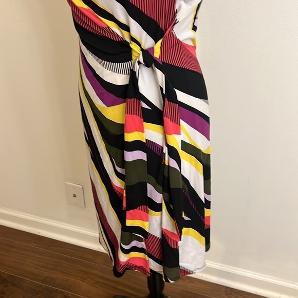 Colorful Dana Buchman Spandex Blend Dress with Side Tie, Sz. M. - Picture 3 of 13